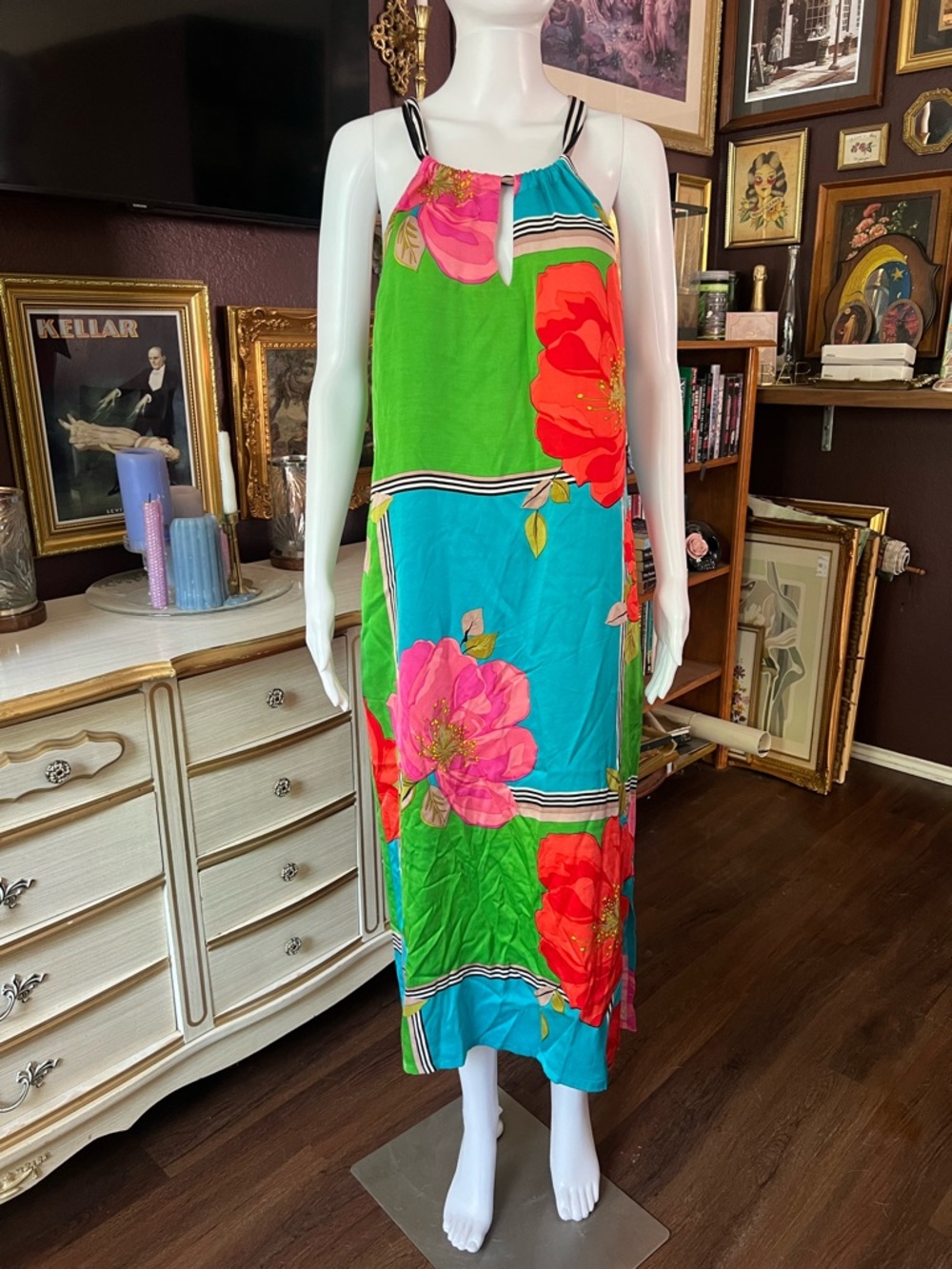 Trina Turk Silk Floral Halter Tie Dress Size 2